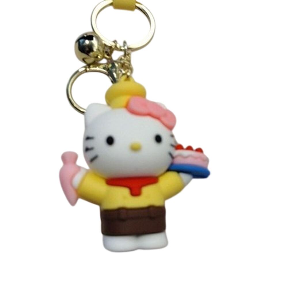 Hello Kitty Multicolor Soft Plastic Keychain Strap Charm Cake Dessert Bell